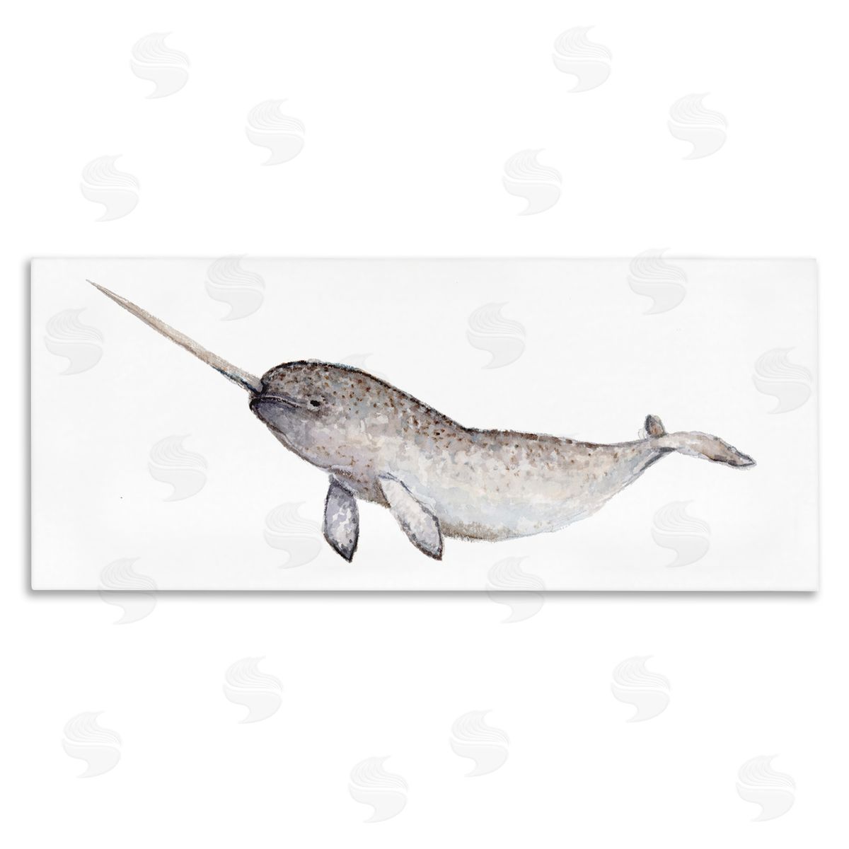 Fox Hollow Studios Baby Narwhal Watercolor Painting Children's Nursery Aquatic Animal
