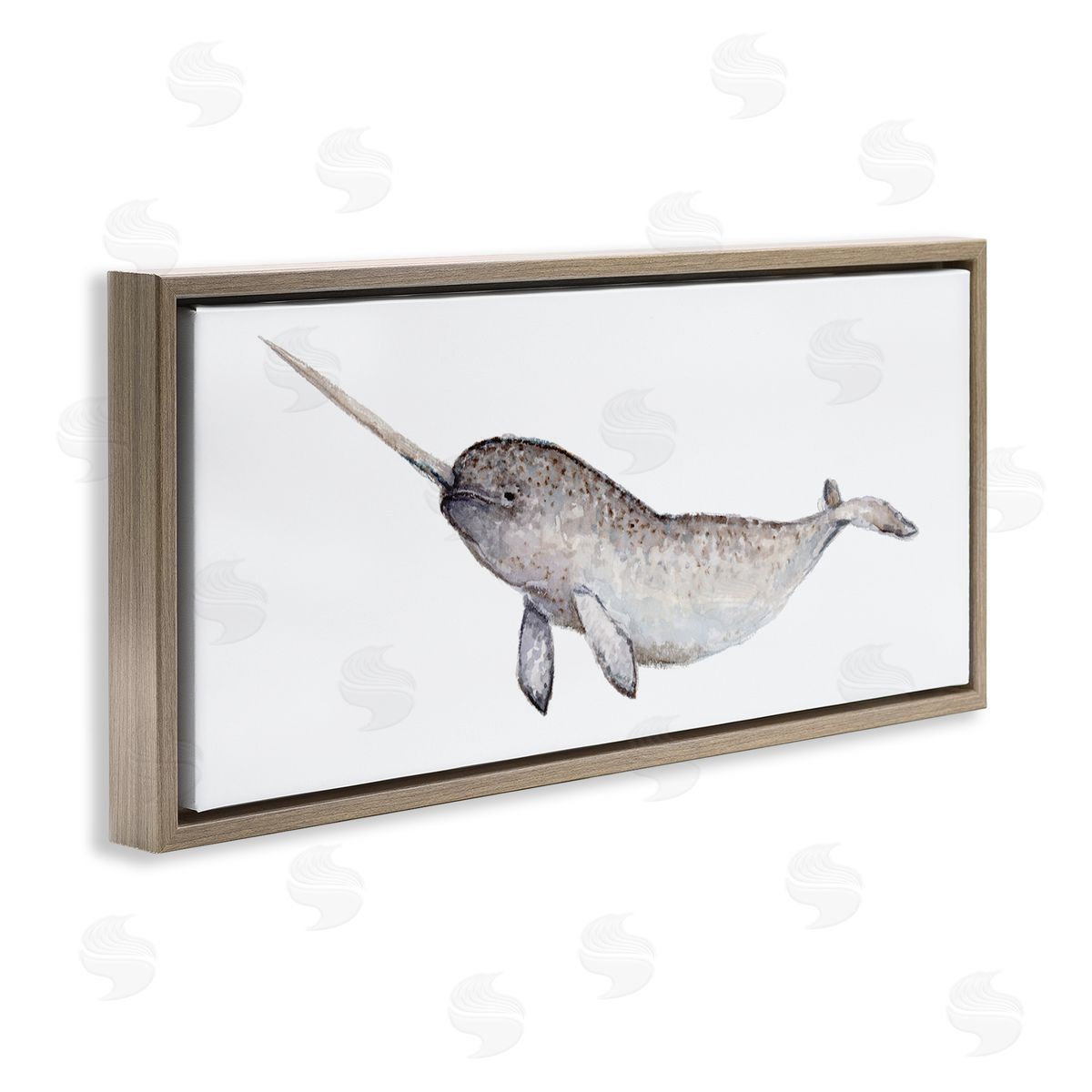Fox Hollow Studios Baby Narwhal Watercolor Painting Children's Nursery Aquatic Animal