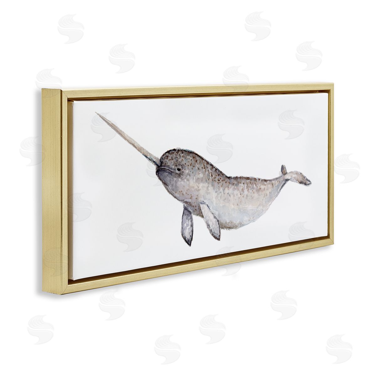 Fox Hollow Studios Baby Narwhal Watercolor Painting Children's Nursery Aquatic Animal