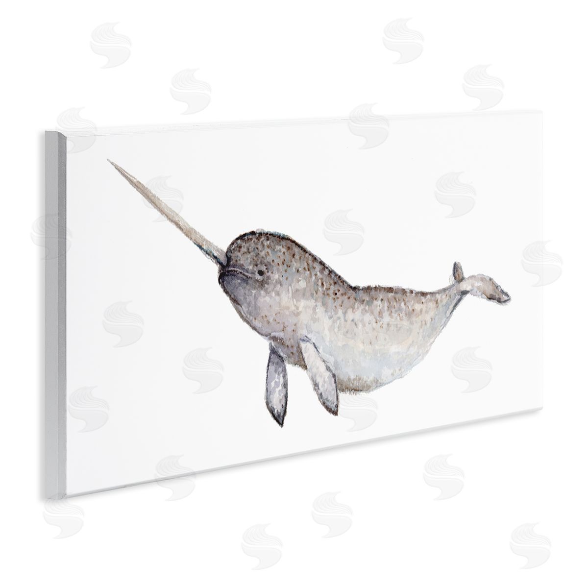 Fox Hollow Studios Baby Narwhal Watercolor Painting Children's Nursery Aquatic Animal
