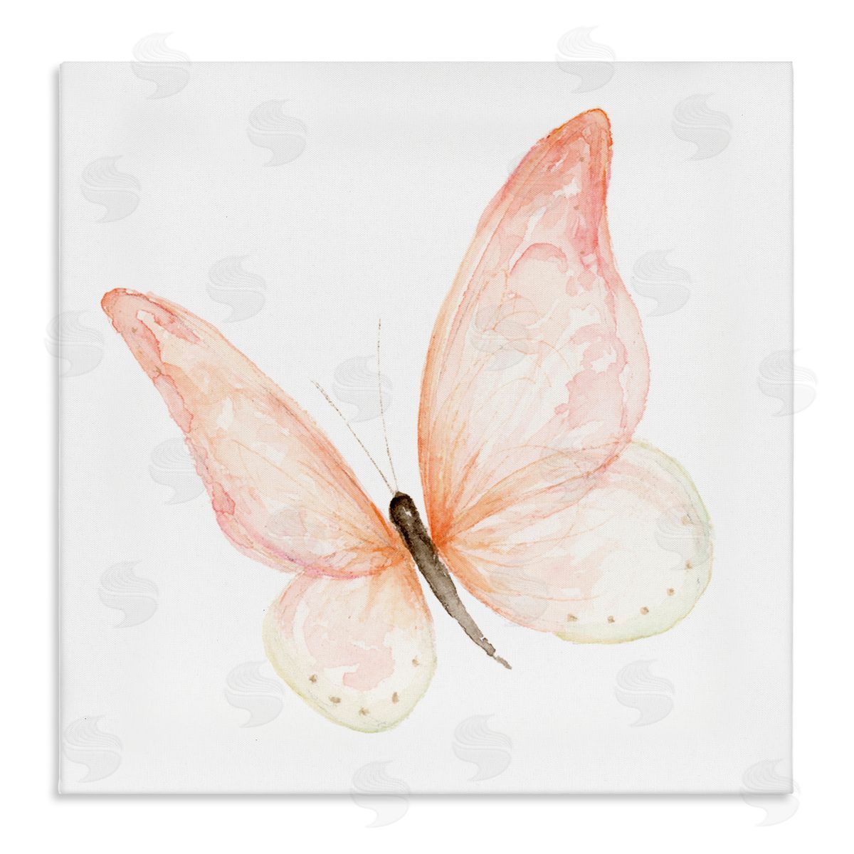 Fox Hollow Studios Pink Butterfly Watercolor Painting Kids' Nursery Insect Stretched Canvas Wall Art Print
