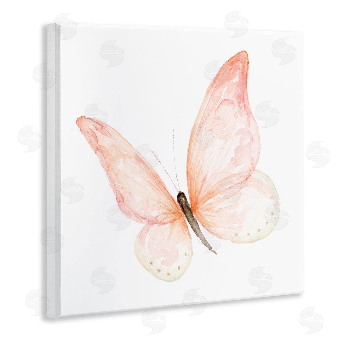Fox Hollow Studios Pink Butterfly Watercolor Painting Kids' Nursery Insect Wooden Wall Plaque Art Print