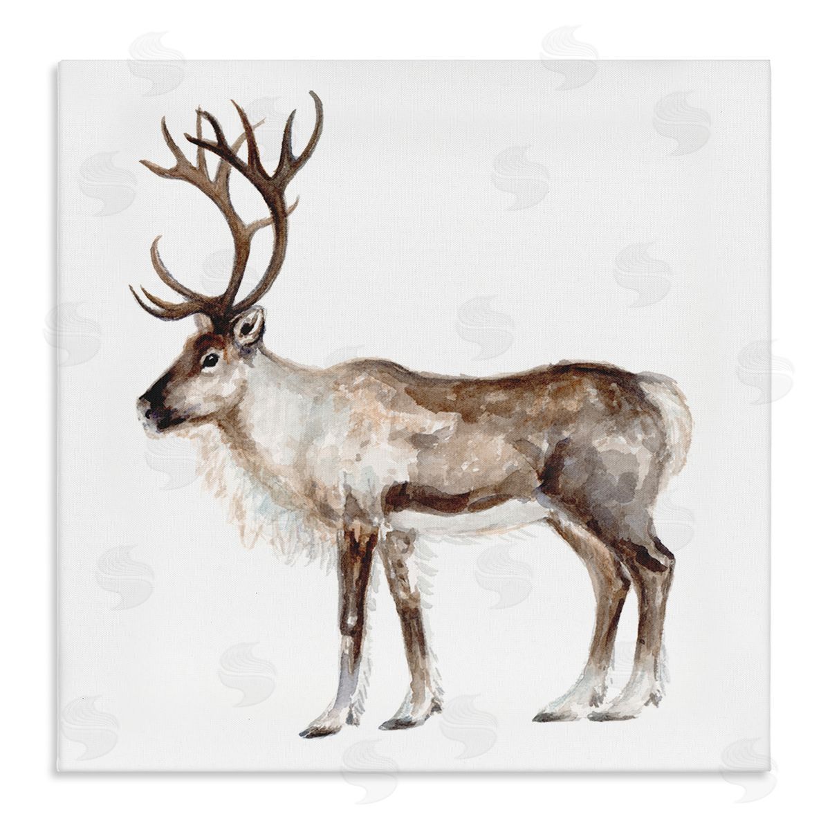 Fox Hollow Studios Reindeer Wild Animal Children's Nursery Watercolor Painting Stretched Canvas Wall Art Print