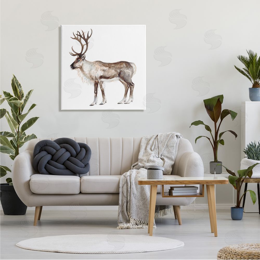 Fox Hollow Studios Reindeer Wild Animal Children's Nursery Watercolor Painting Canvas Wall Art in Room