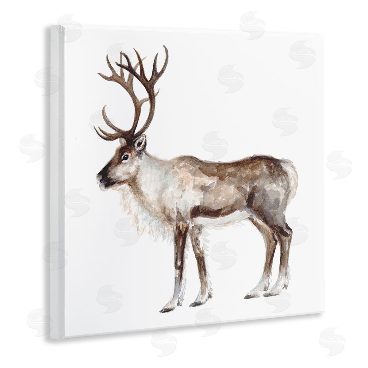 Fox Hollow Studios Reindeer Wild Animal Children's Nursery Watercolor Painting Wooden Wall Plaque Art Print