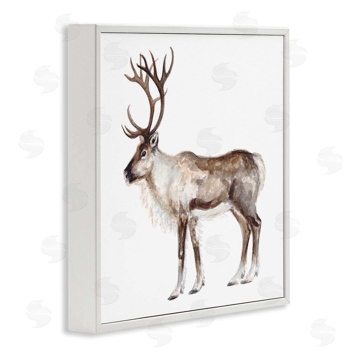Fox Hollow Studios Reindeer Wild Animal Children's Nursery Watercolor Painting White Framed Glicee Wall Art Print