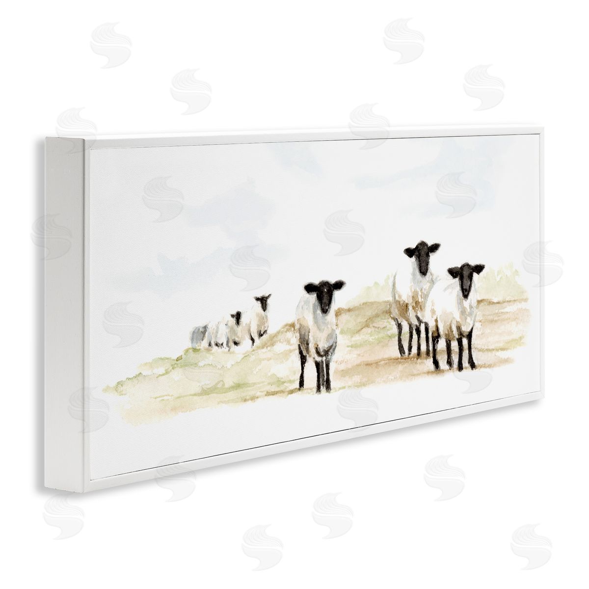Fox Hollow Studios Sheep Farm Flock Children's Nursery Watercolor Painting