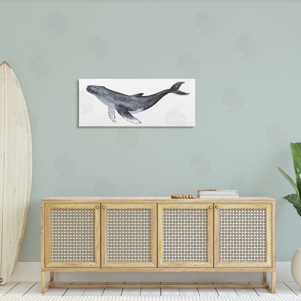 Fox Hollow Studios Humpback Whale Watercolor Painting Aquatic Animal Portrait