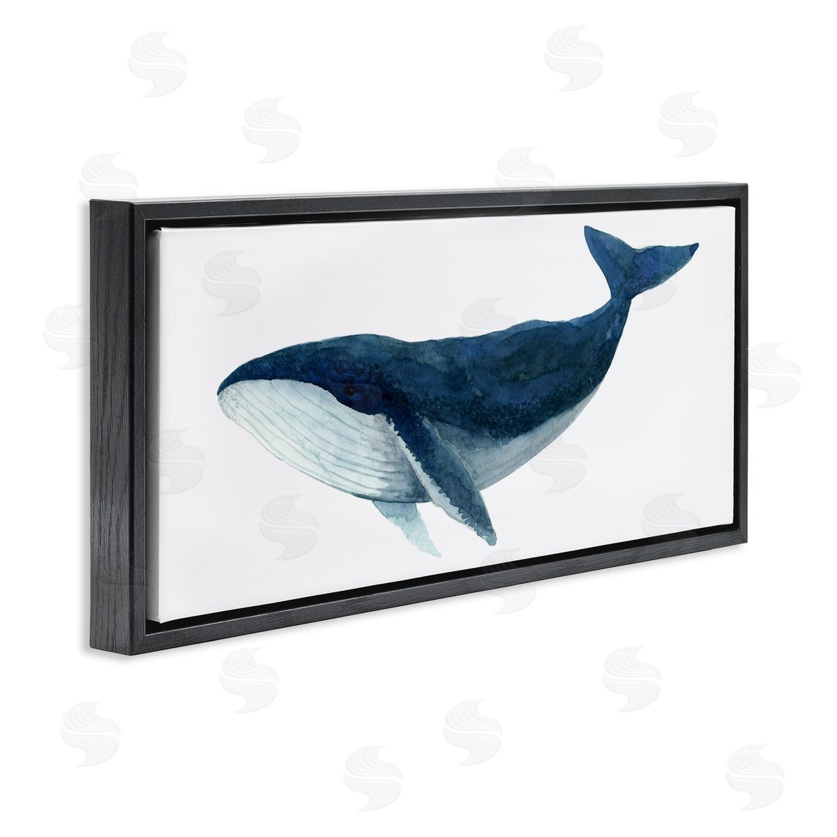 Jeannine Saylor Blue Whale Marine Animal Watercolor Painting over White