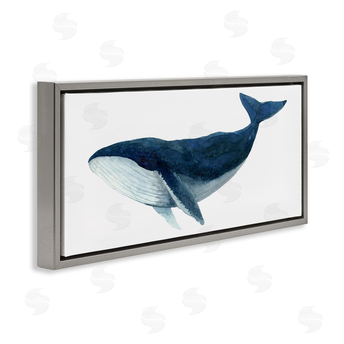 Jeannine Saylor Blue Whale Marine Animal Watercolor Painting over White