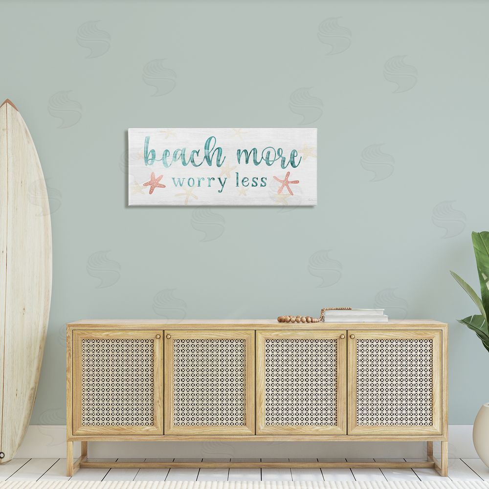 Natalie Carpentieri Beach More Worry Less Nautical Sign Red Starfish