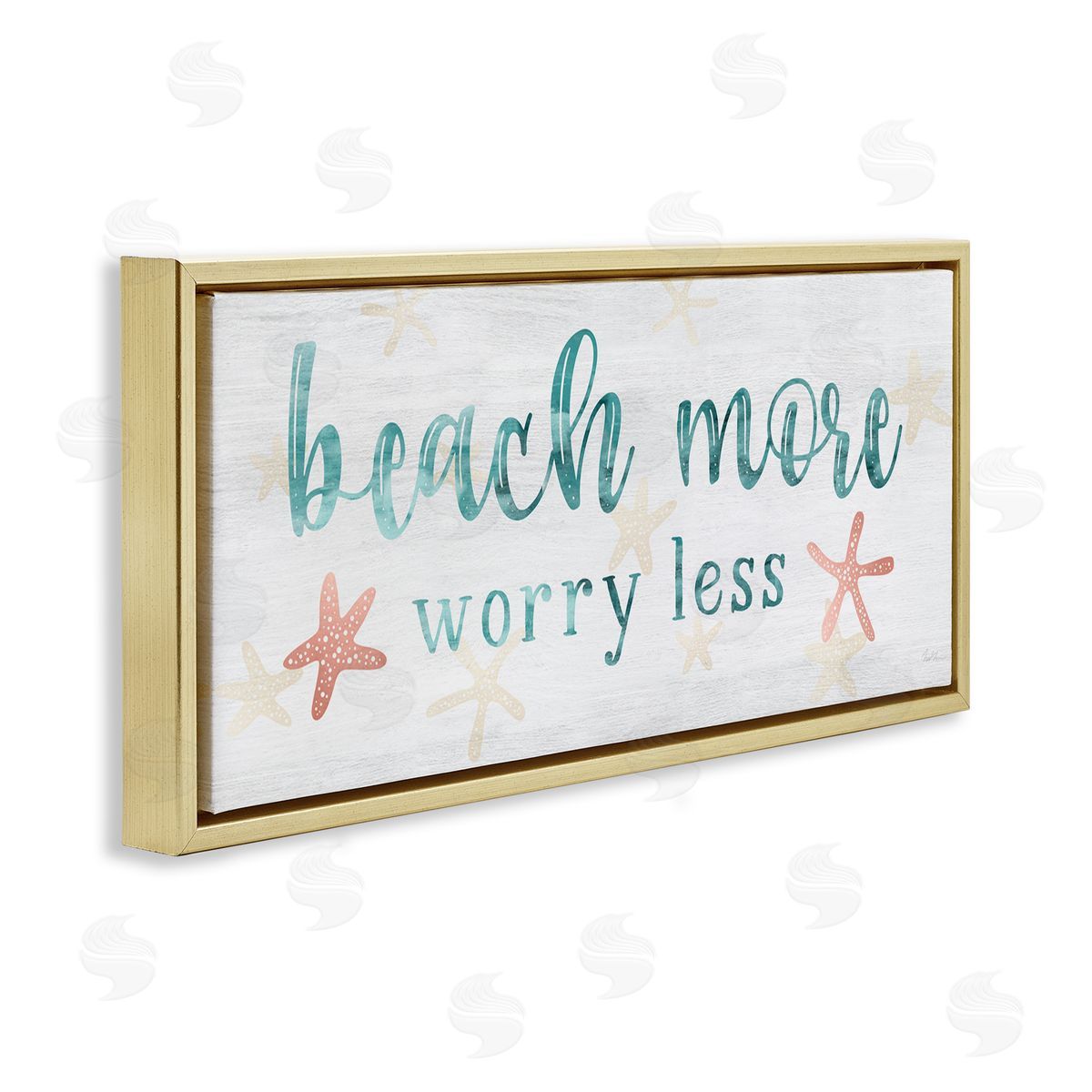 Natalie Carpentieri Beach More Worry Less Nautical Sign Red Starfish