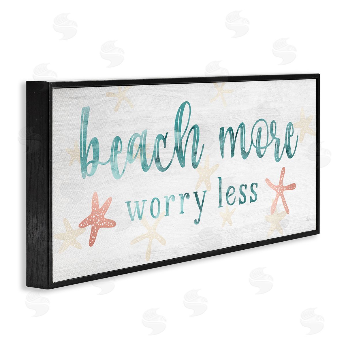 Natalie Carpentieri Beach More Worry Less Nautical Sign Red Starfish