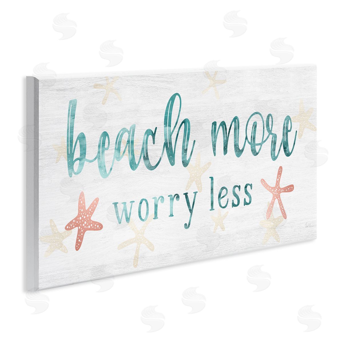 Natalie Carpentieri Beach More Worry Less Nautical Sign Red Starfish