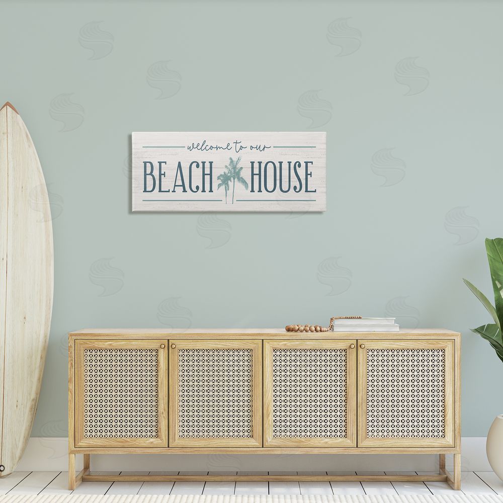 Natalie Carpentieri Welcome to Beach House Sign Blue Palm Trees