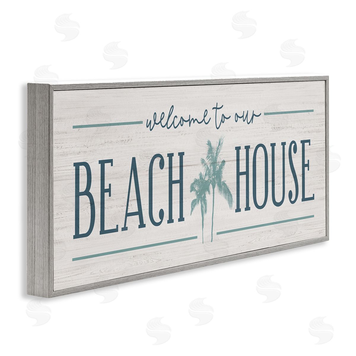 Natalie Carpentieri Welcome to Beach House Sign Blue Palm Trees