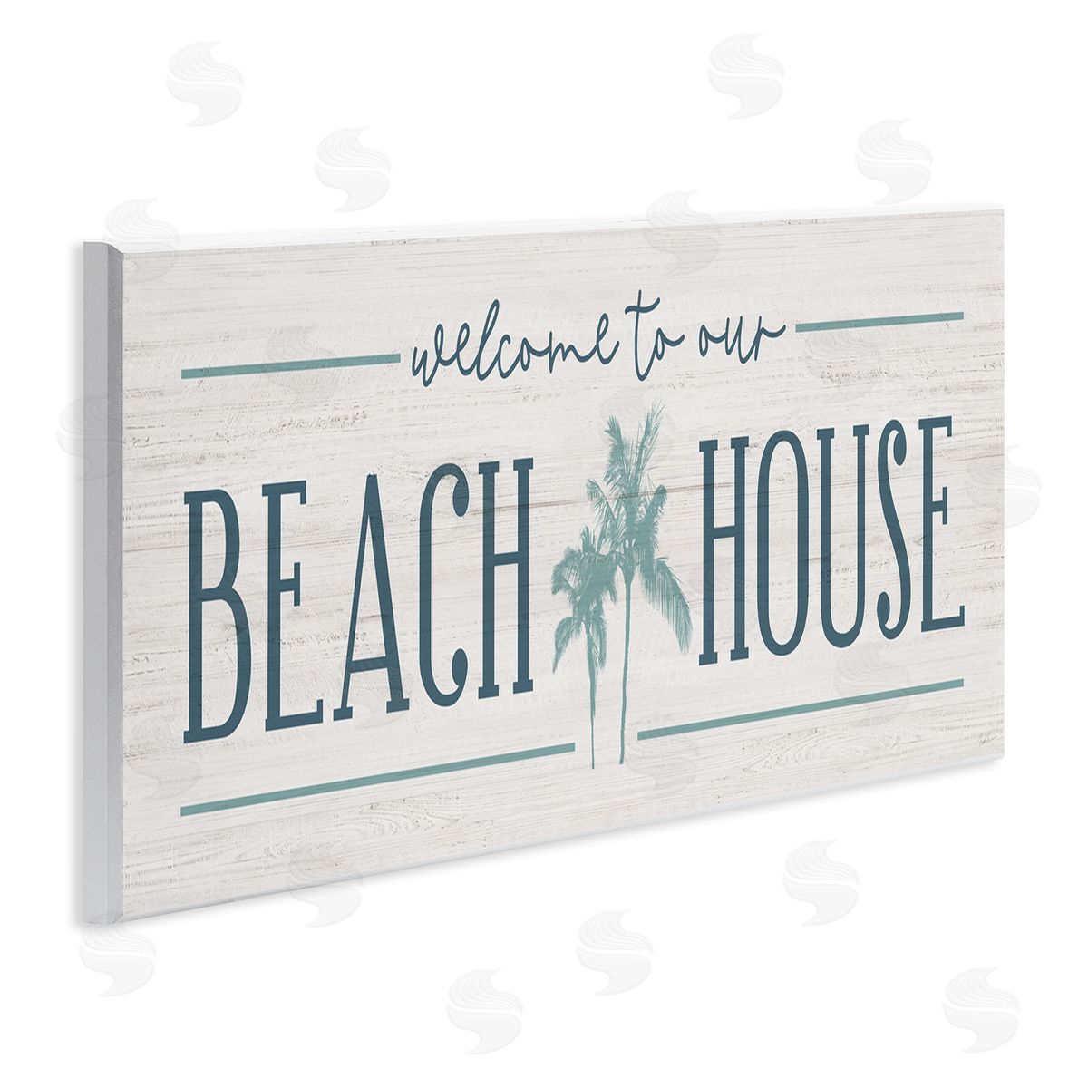 Natalie Carpentieri Welcome to Beach House Sign Blue Palm Trees