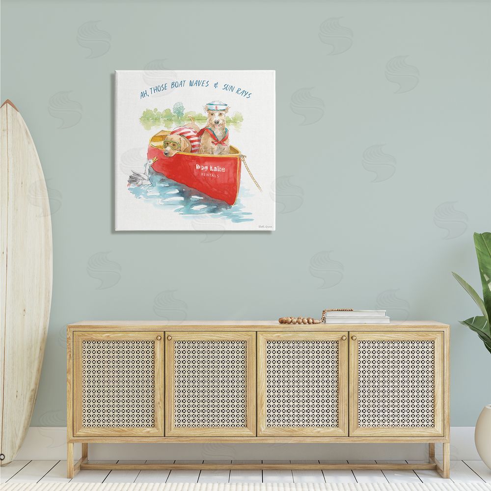 Beth Grove Boat Waves Sun Rays Lake Phrase Sailor Dogs Canvas Wall Art in Room