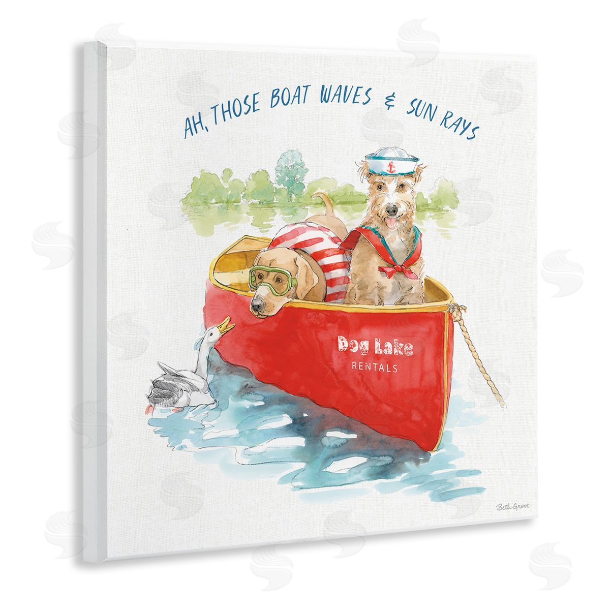 Beth Grove Boat Waves Sun Rays Lake Phrase Sailor Dogs Wooden Wall Plaque Art Print