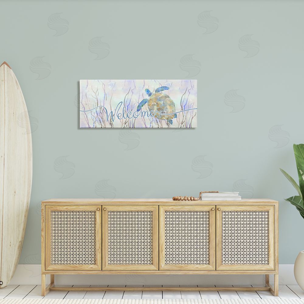 Ziwei Li Welcome Greeting Blue Tropical Sea Tortoise Waters 