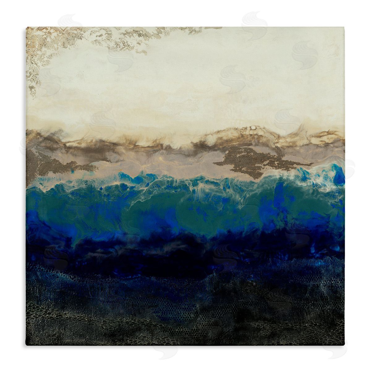 Laura Van Horne Abstract Ocean Shore Arrangement Neutral Blue Tones Stretched Canvas Wall Art Print