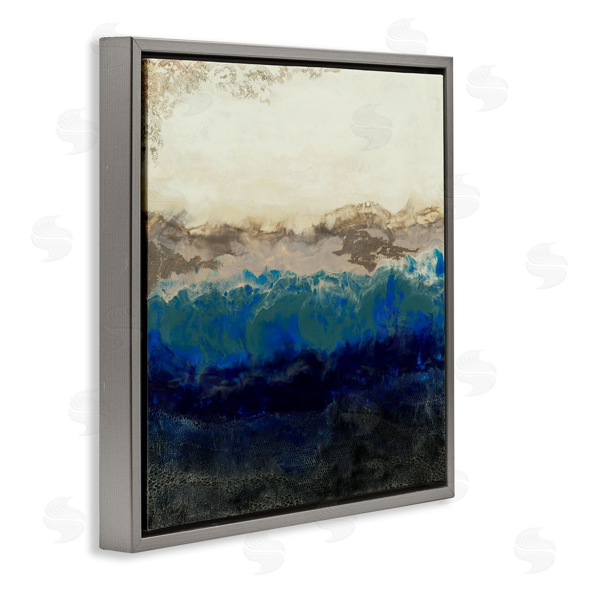 Laura Van Horne Abstract Ocean Shore Arrangement Neutral Blue Tones Gray Floating Frame Canvas Wall Art Print