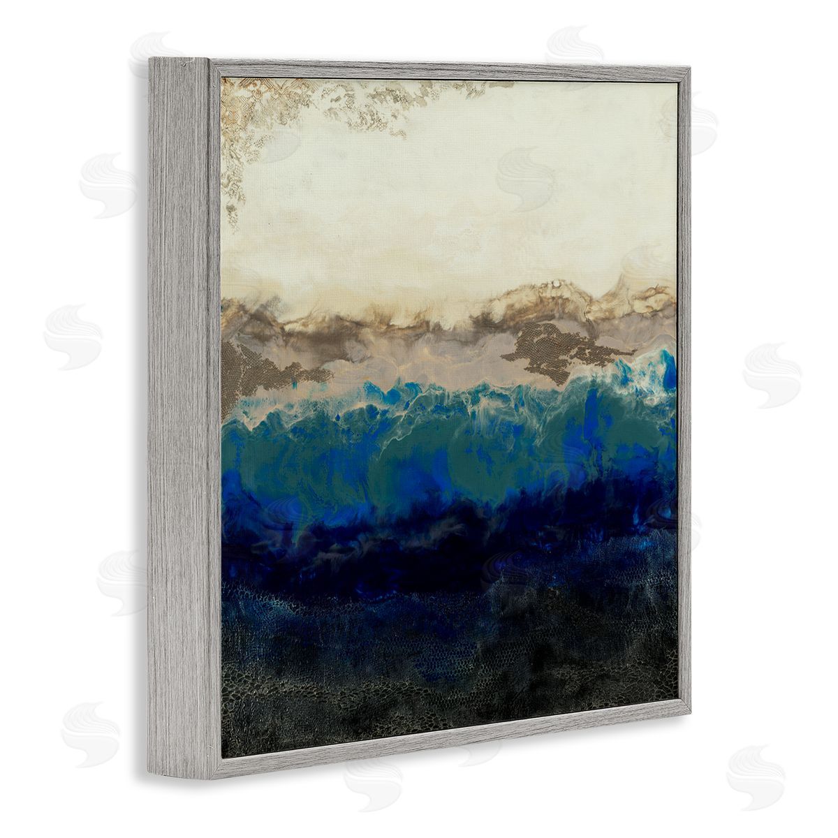 Laura Van Horne Abstract Ocean Shore Arrangement Neutral Blue Tones Gray Framed Glicee Wall Art Print