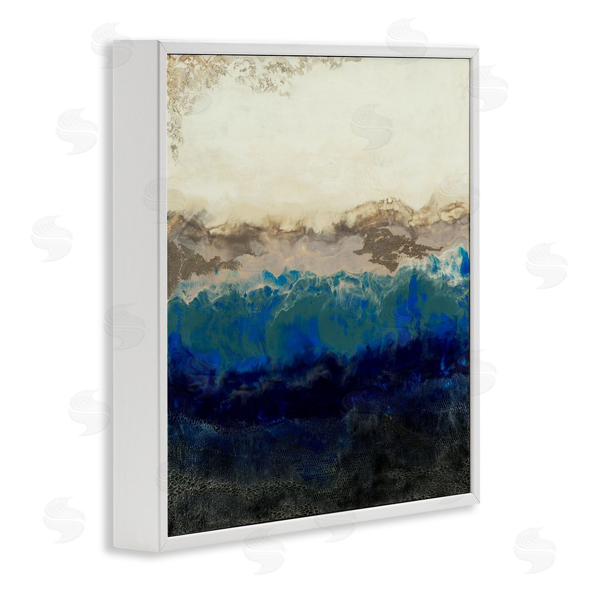 Laura Van Horne Abstract Ocean Shore Arrangement Neutral Blue Tones White Framed Glicee Wall Art Print