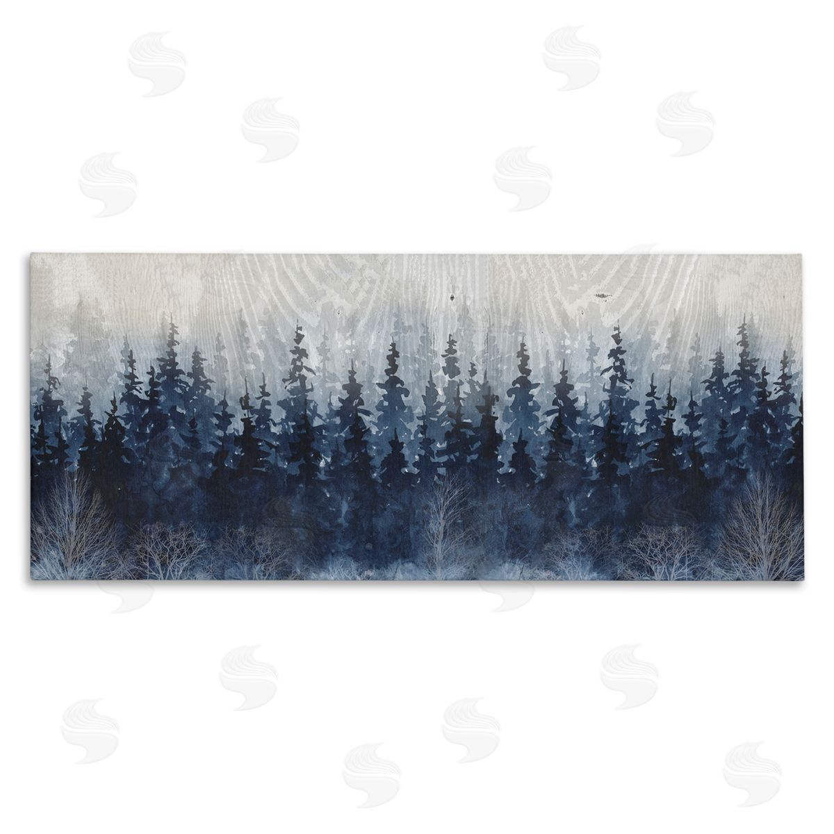 Rustic Blue Forest Tree Line Canvas Wall Art, Home Decor by Carol Robinson