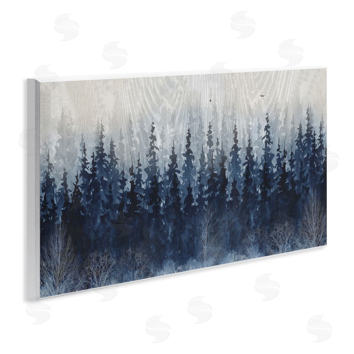 Rustic Blue Forest Tree Line Wood Plaque Wall Art, Home Decor by Carol Robinson