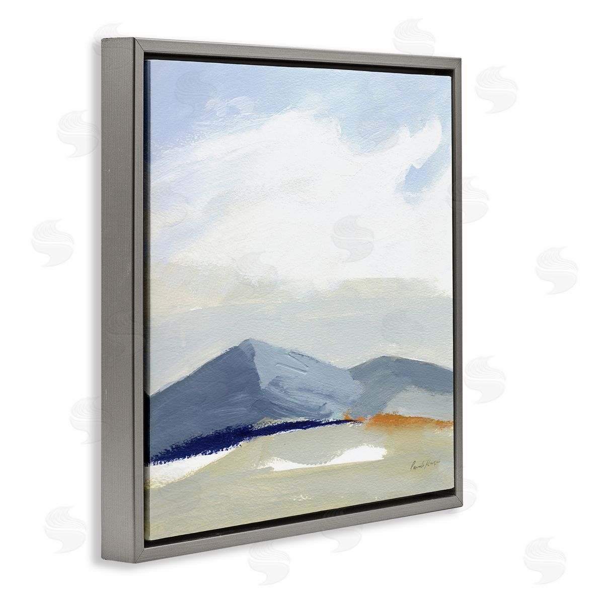 Pamela Munger Abstract Mountain Range Tranquil Hills Open Landscape Painting Gray Floating Frame Canvas Wall Art Print