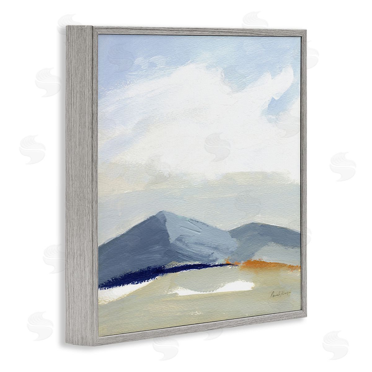 Pamela Munger Abstract Mountain Range Tranquil Hills Open Landscape Painting Gray Framed Glicee Wall Art Print