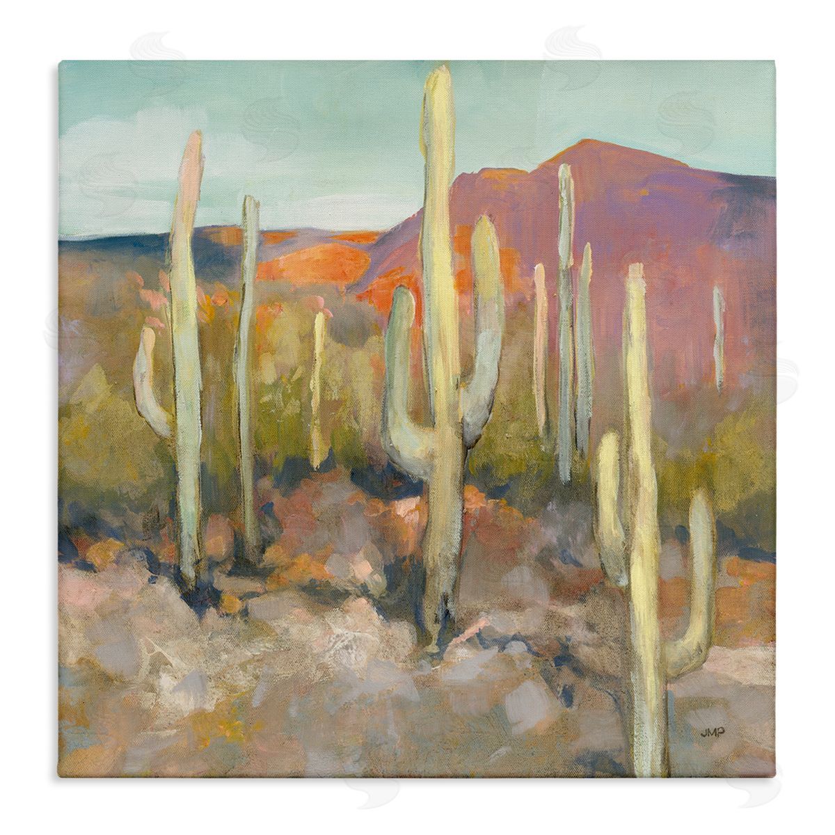 Soft Cactus Desert Landscape Canvas Wall Art, Home Decor by Julia Purinton