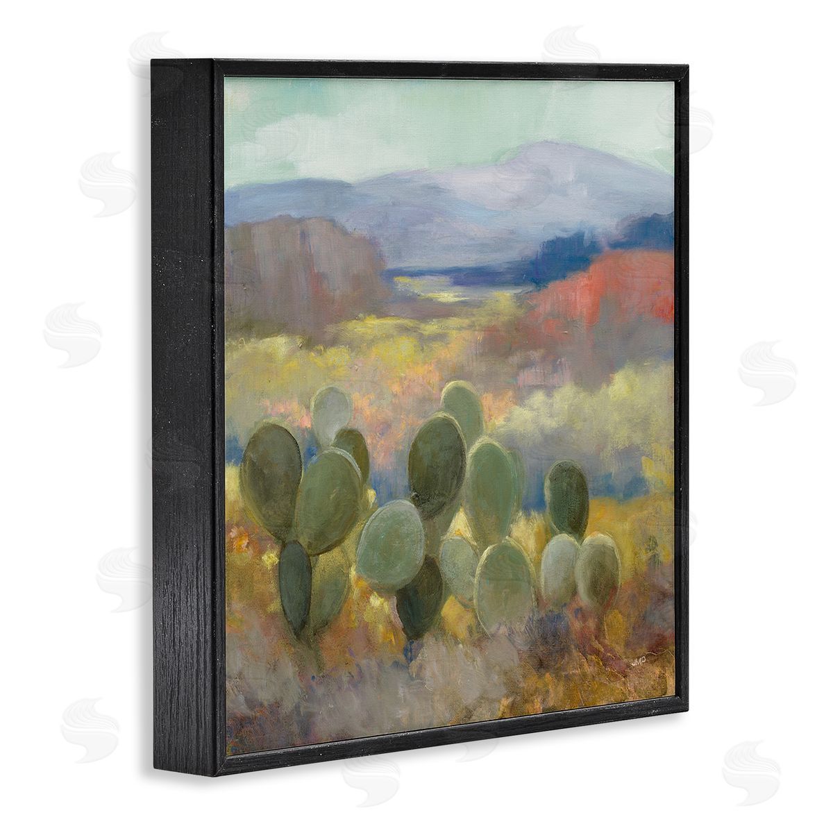 Julia Purinton Prickly Pear Cactus Plant Soft Desert Canyon Landscape Black Framed Glicee Wall Art Print