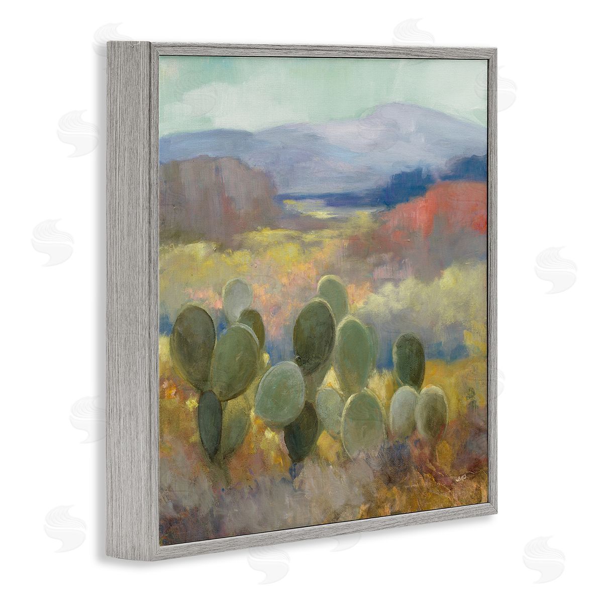 Julia Purinton Prickly Pear Cactus Plant Soft Desert Canyon Landscape Gray Framed Glicee Wall Art Print
