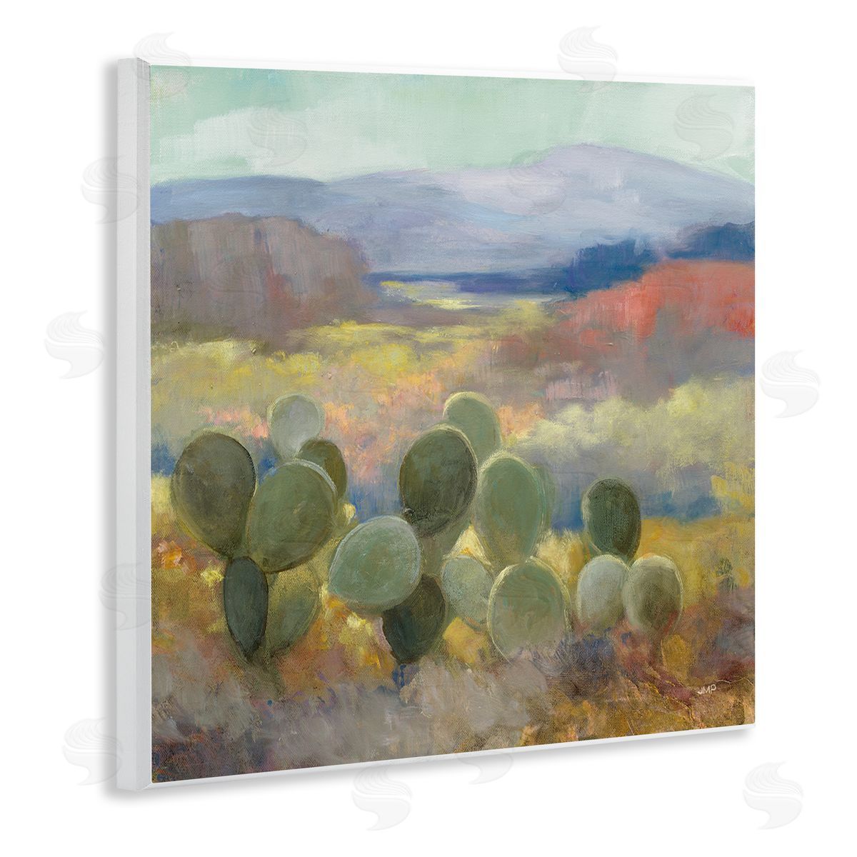 Julia Purinton Prickly Pear Cactus Plant Soft Desert Canyon Landscape Wooden Wall Plaque Art Print