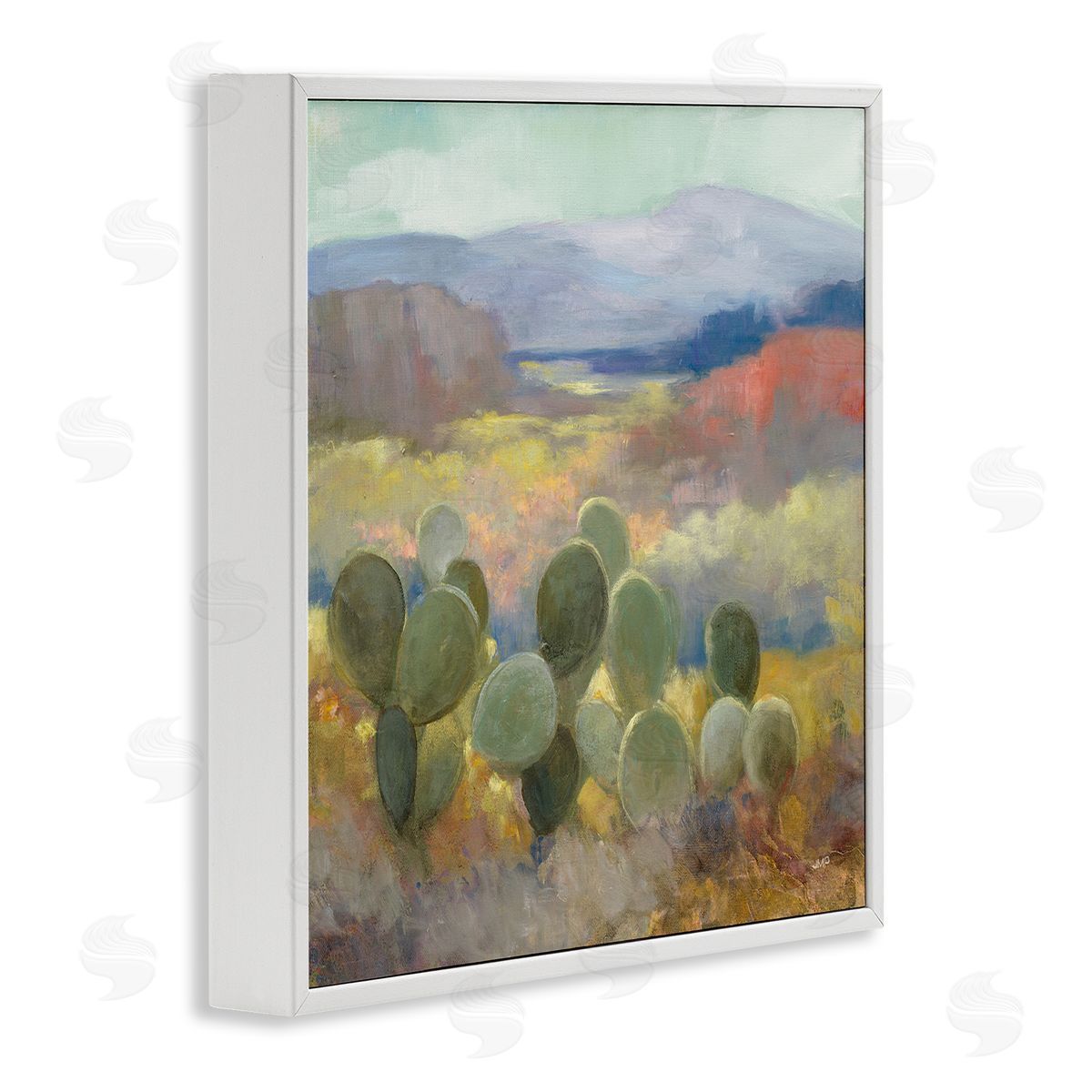 Julia Purinton Prickly Pear Cactus Plant Soft Desert Canyon Landscape White Framed Glicee Wall Art Print