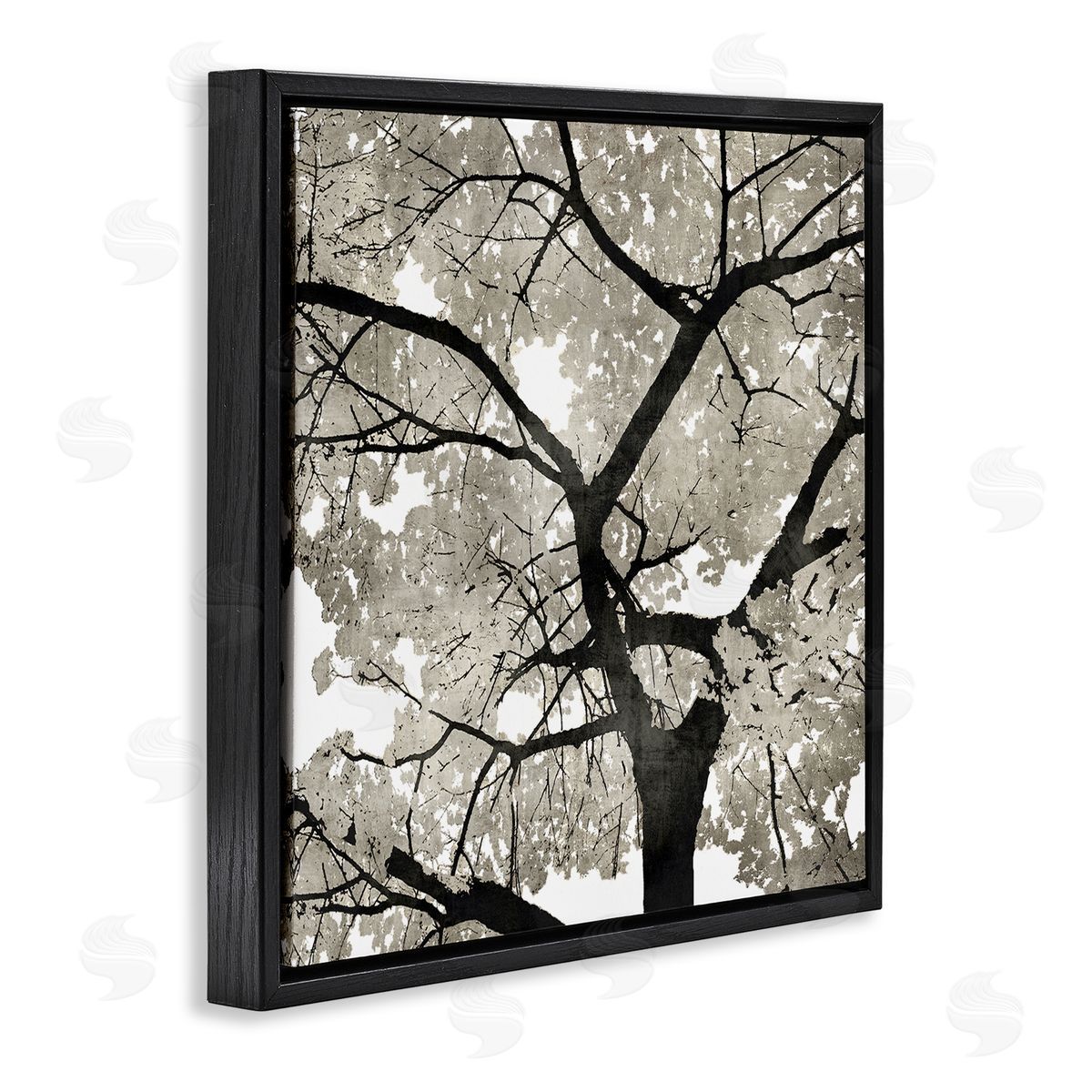 Kate Bennett Abstract Tree Branches Bold Black Grey Wilderness Black Floating Frame Canvas Wall Art Print