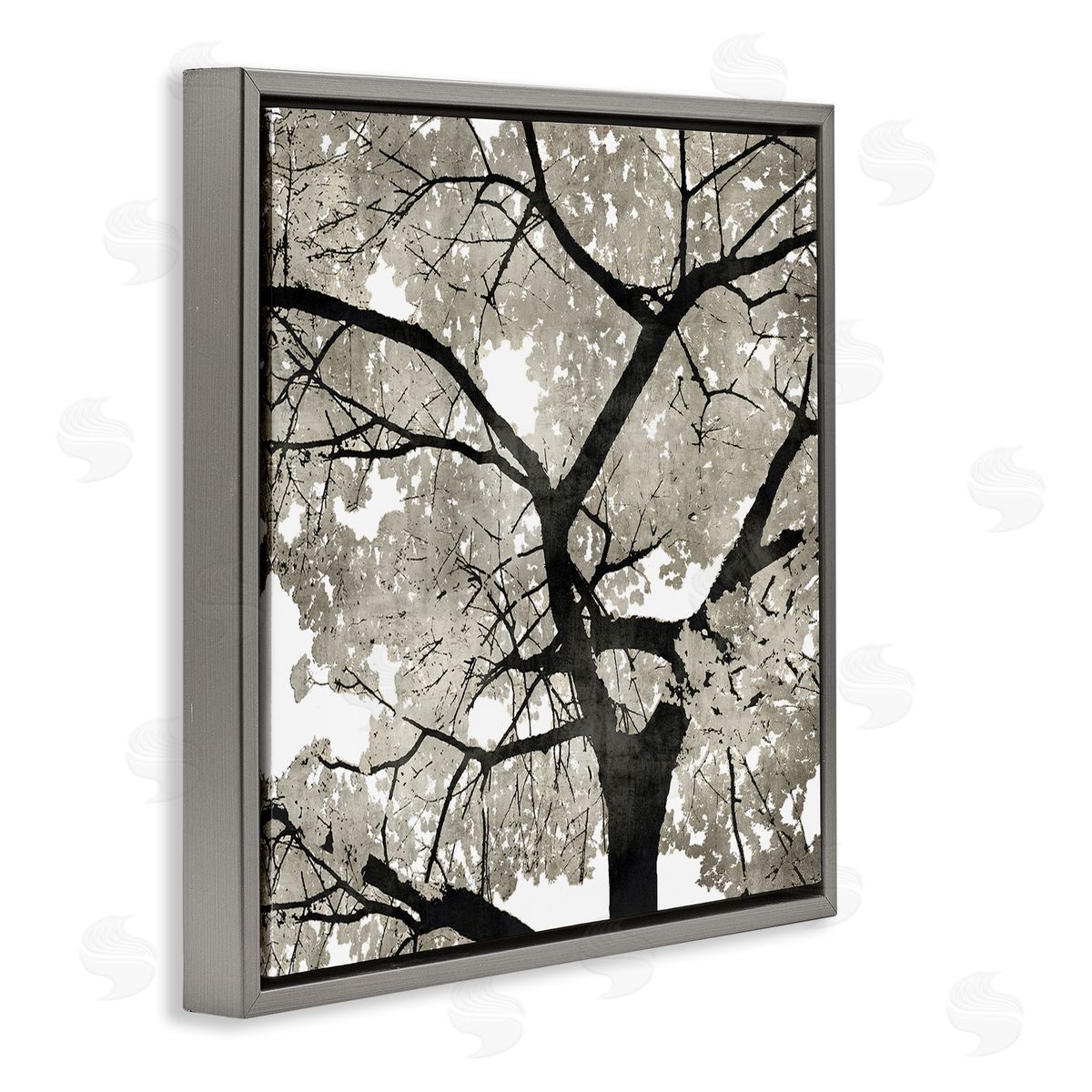 Kate Bennett Abstract Tree Branches Bold Black Grey Wilderness Gray Floating Frame Canvas Wall Art Print