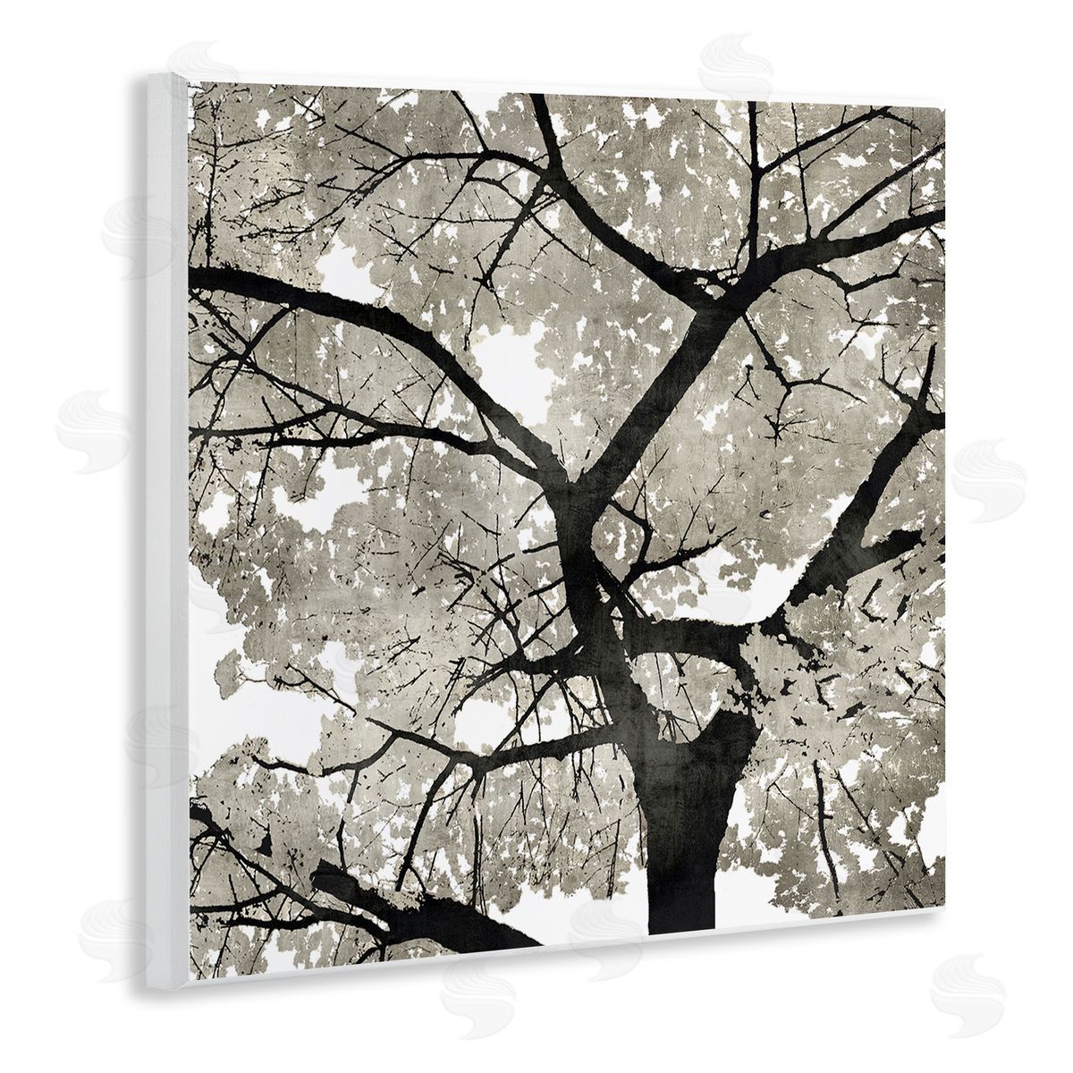 Kate Bennett Abstract Tree Branches Bold Black Grey Wilderness Wooden Wall Plaque Art Print