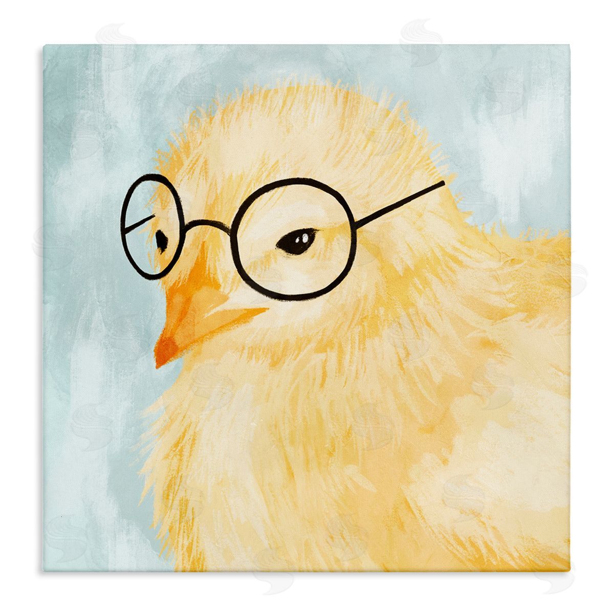 Stupell Studio Easter Chick Yellow Bird Black Glasses Animal Portrait Stretched Canvas Wall Art Print
