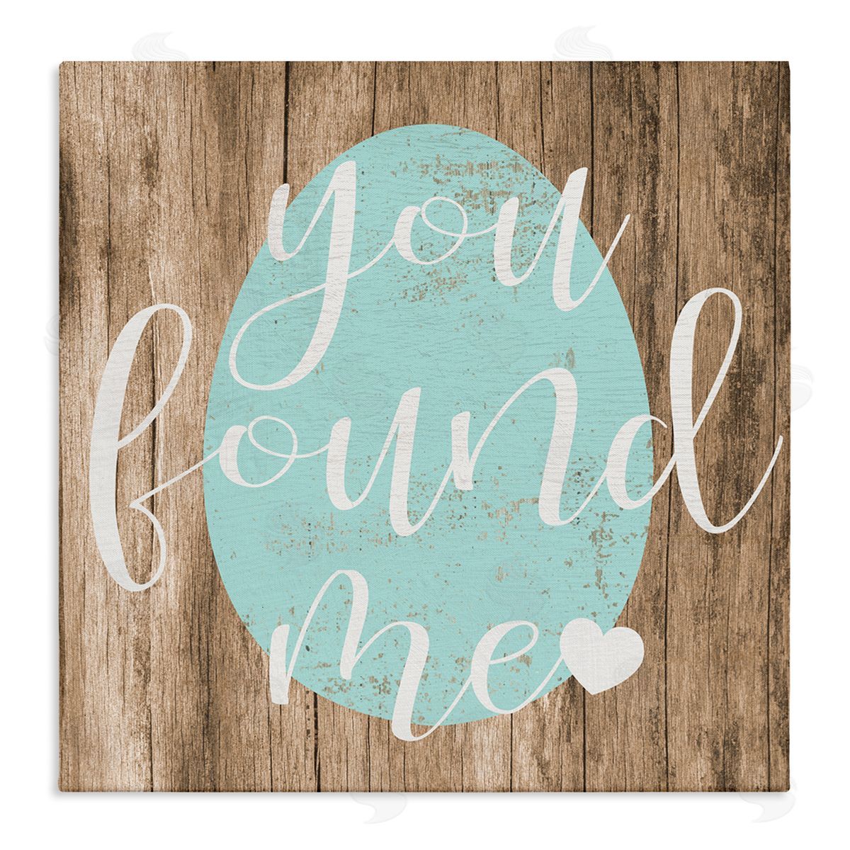 Stupell Studio Rustic Easter You Found Me Phrase Blue Egg Stretched Canvas Wall Art Print