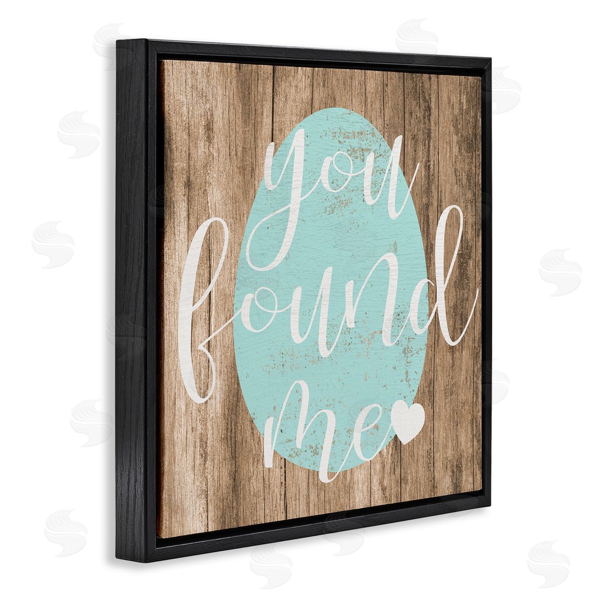 Stupell Studio Rustic Easter You Found Me Phrase Blue Egg Black Floating Frame Canvas Wall Art Print