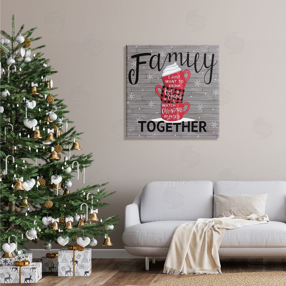 Deb Strain Inspirational Family Christmas Sentiments Hot Cocoa Mugs Stacked Canvas Wall Art in Room