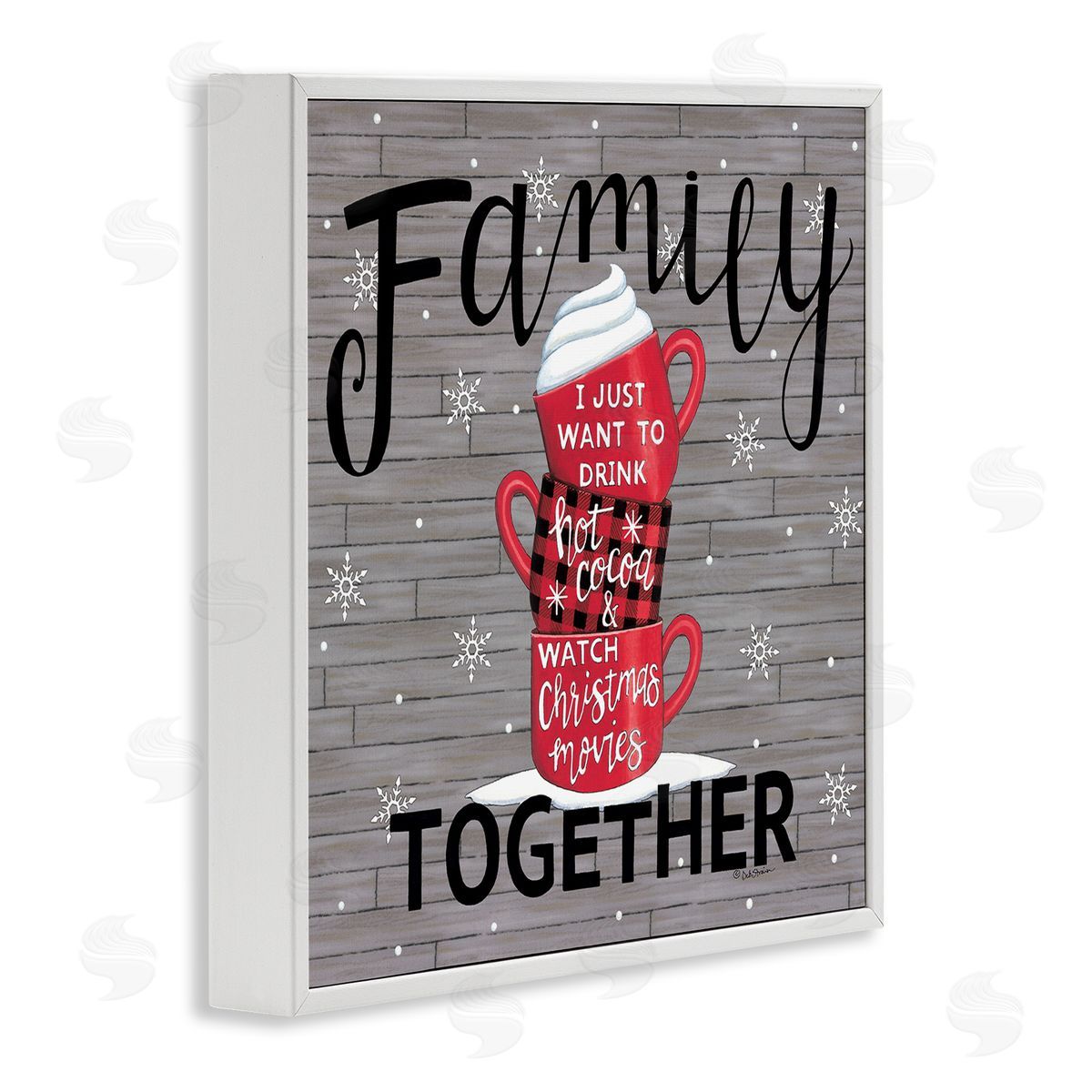 Deb Strain Inspirational Family Christmas Sentiments Hot Cocoa Mugs Stacked White Framed Glicee Wall Art Print