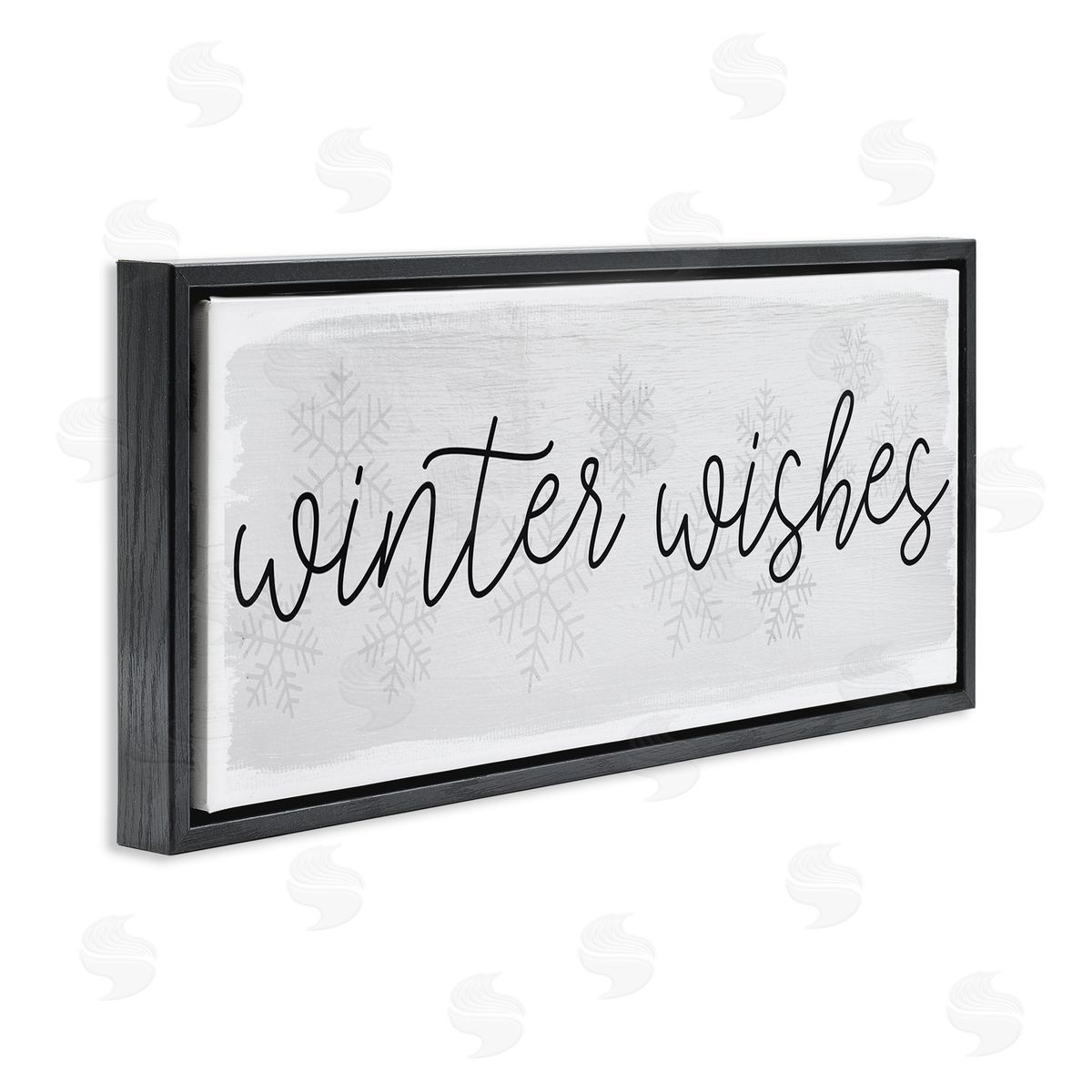 Winter Wishes Sentiment Black Floating Frame Canvas Wall Art, Home Decor by Stupell Studio