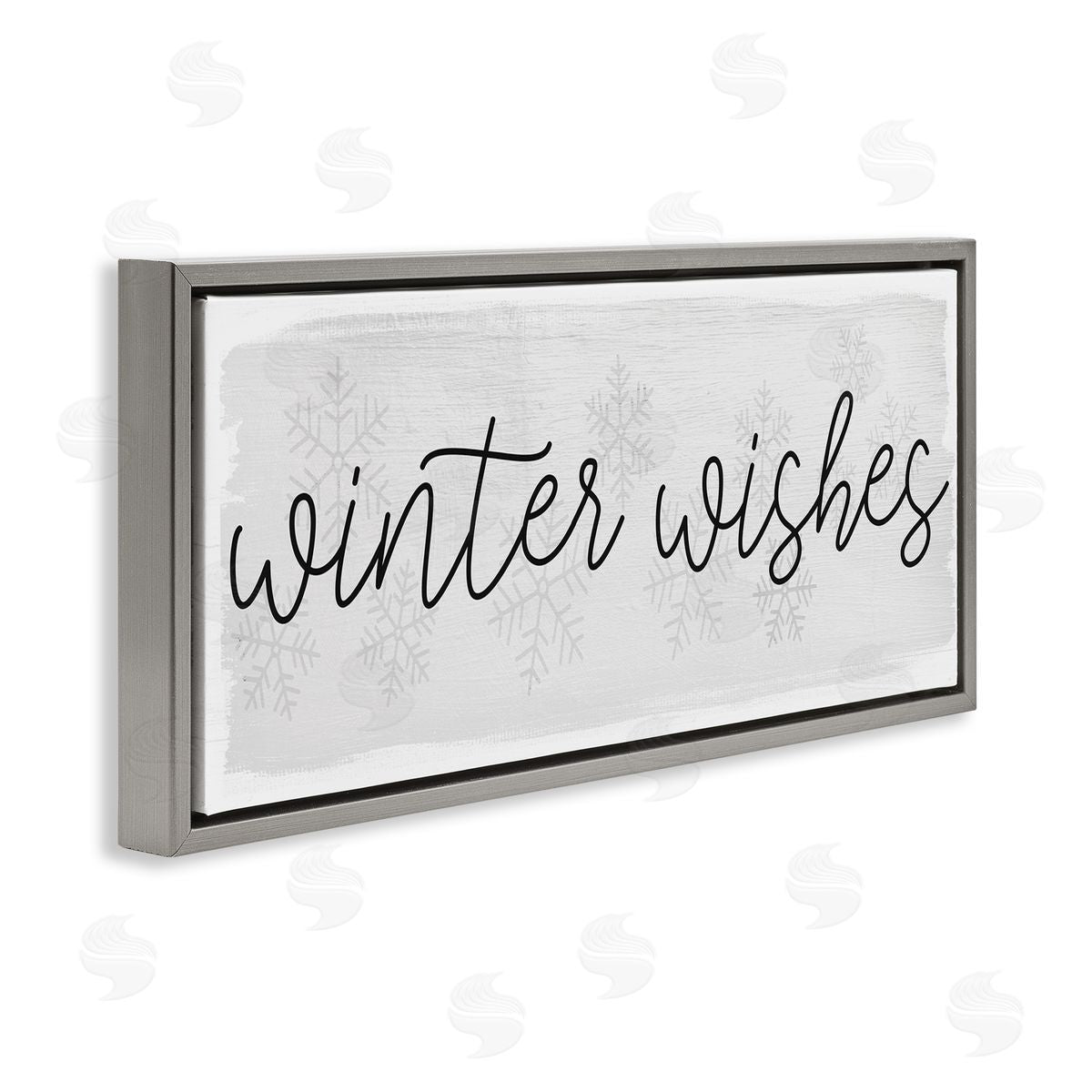 Winter Wishes Sentiment Grey Floating Frame Canvas Wall Art, Home Decor by Stupell Studio