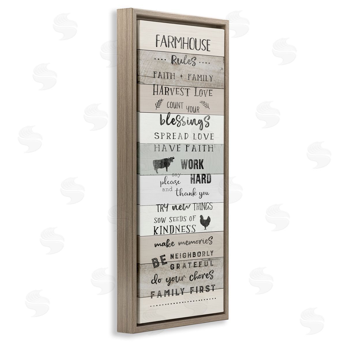 CAD Designs Farmhouse Rules Inspirational Family Phrases Striped Plank Pattern