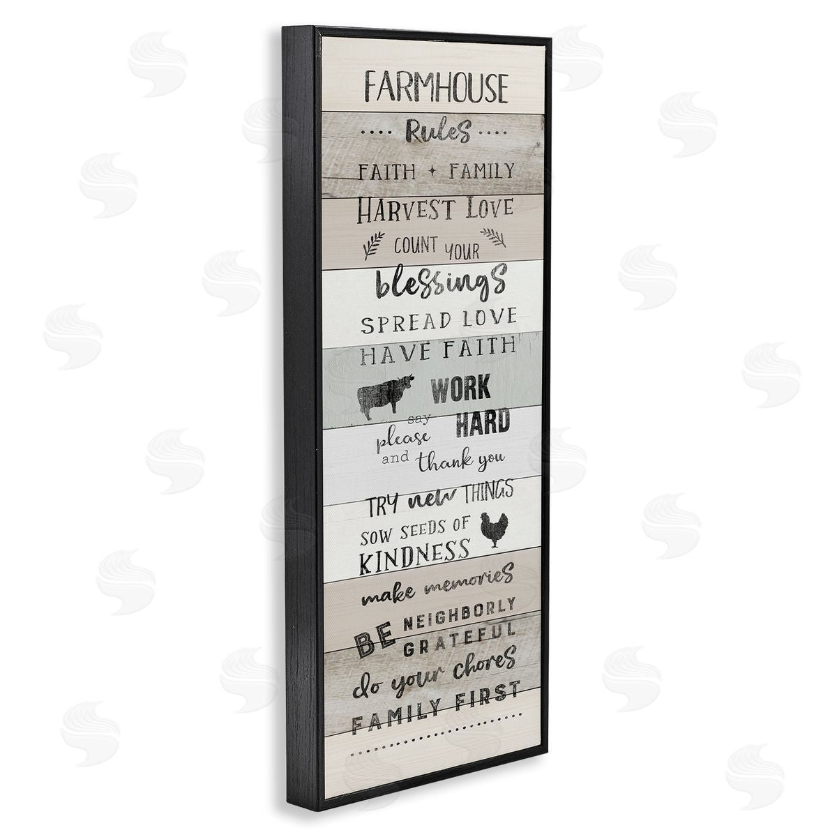 CAD Designs Farmhouse Rules Inspirational Family Phrases Striped Plank Pattern