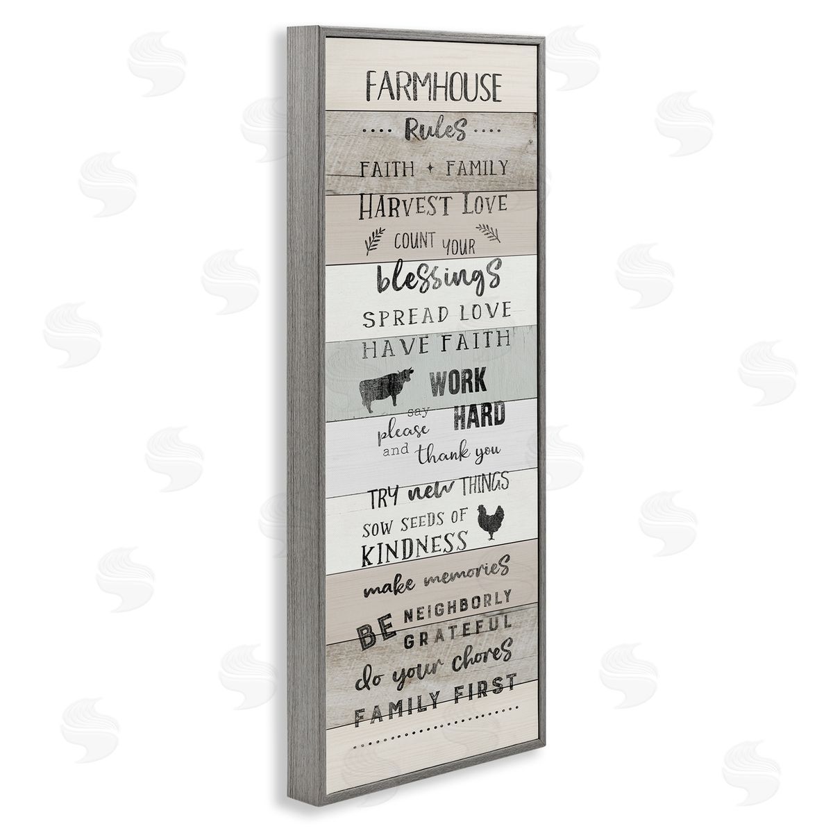 CAD Designs Farmhouse Rules Inspirational Family Phrases Striped Plank Pattern